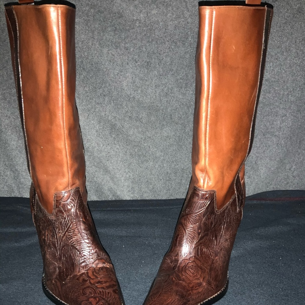 Brand new brown leather cowgirl boots